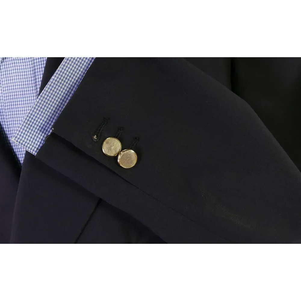 Tincati Milano Saint Andrews Black Double Breasted Gold Button Wool Blazer 40R